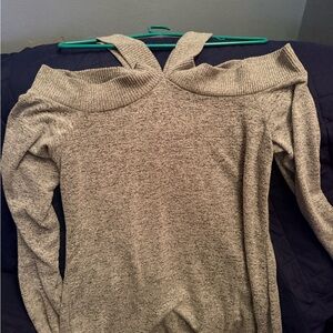 Chance or Fate Heather Gray Off-Shoulder Sweater
